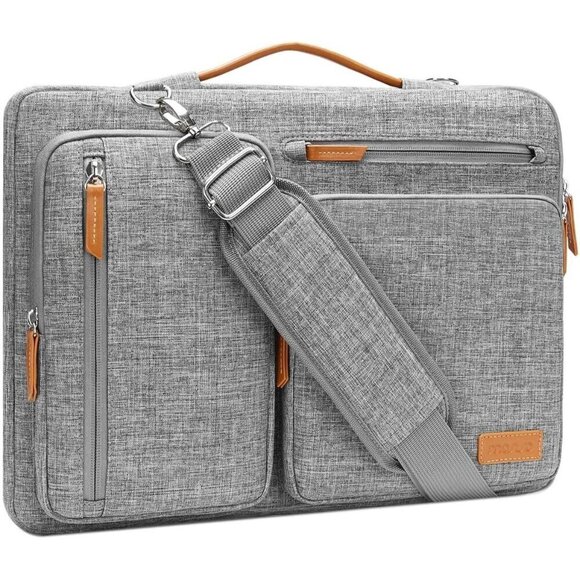 ✨Men Grey Shoulder Bag Computer Bag Compatible with MacBook Messenger Bag - Picture 1 of 7